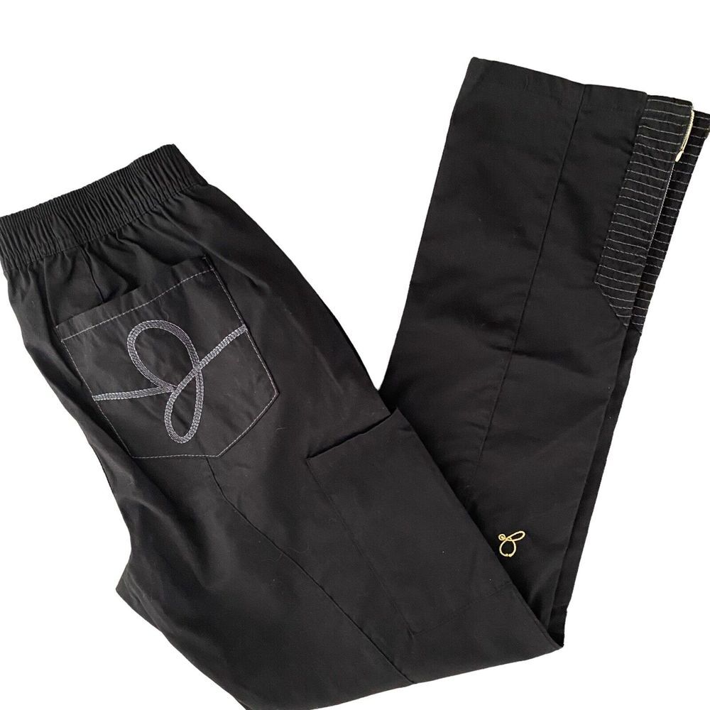 Jaanuu moto style black scrub pants with gold zippers style J95004 size XS